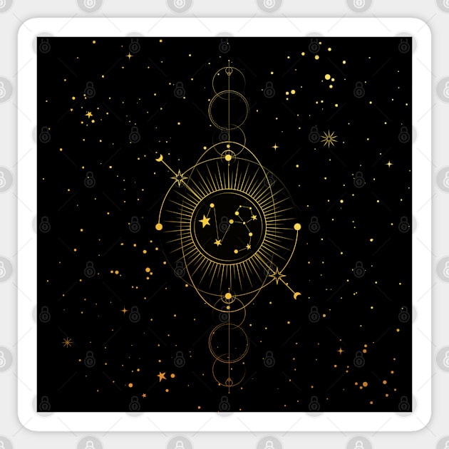 Cosmic Capricorn Gold Texture Sticker by PecanStudio